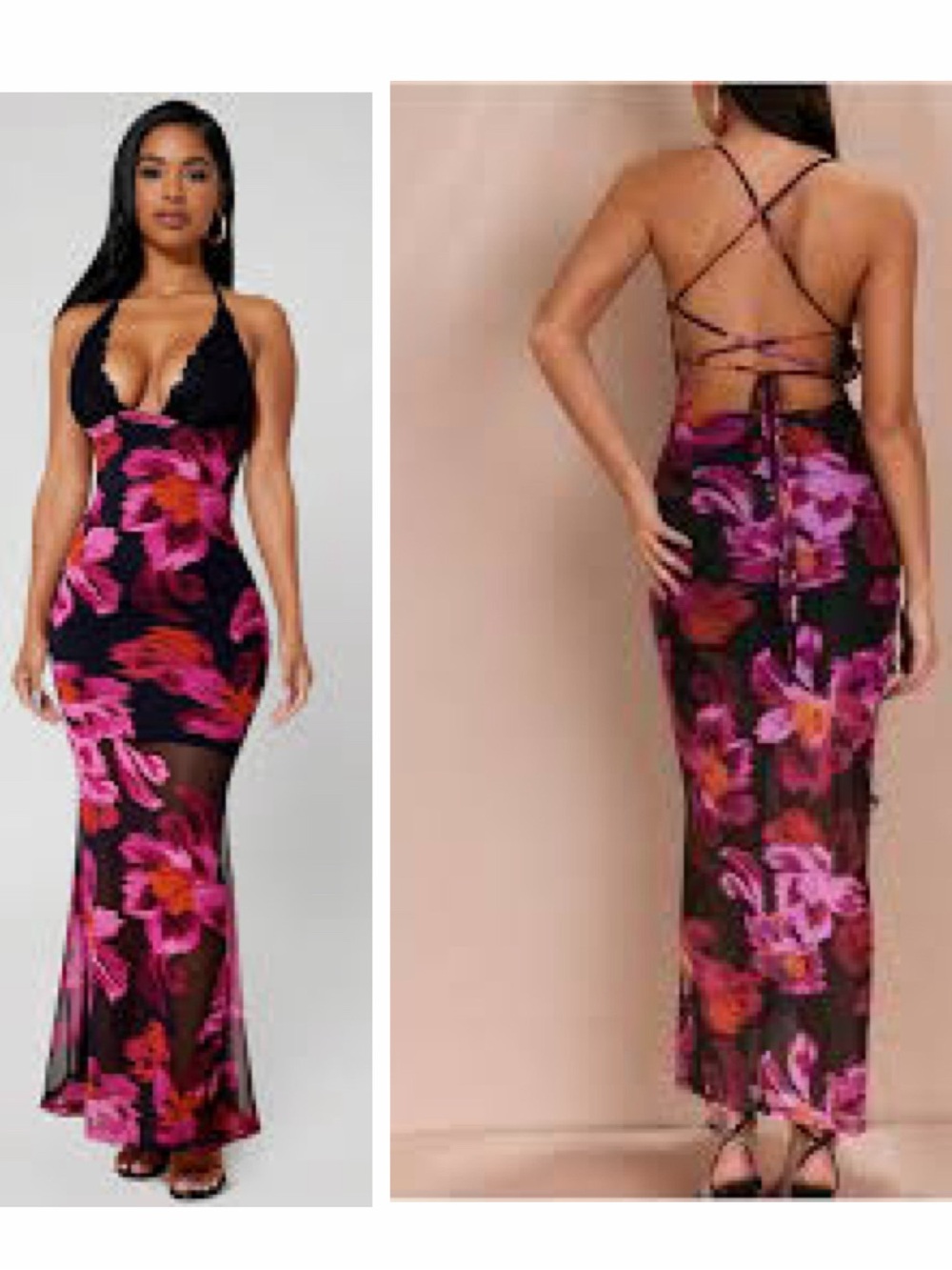 Floral fish tail dress